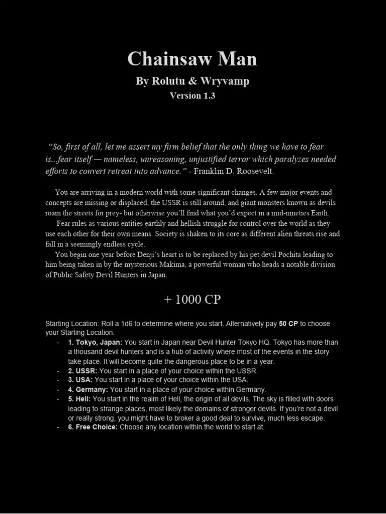 Chainsaw Man Jumpchain PDF Hell Devil