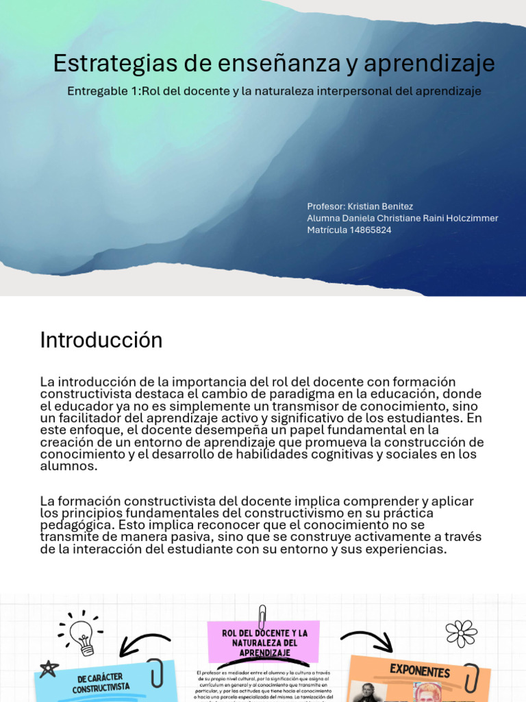 Estrategias de Enseñanza y Aprendizaje E1 | PDF | Constructivismo ...
