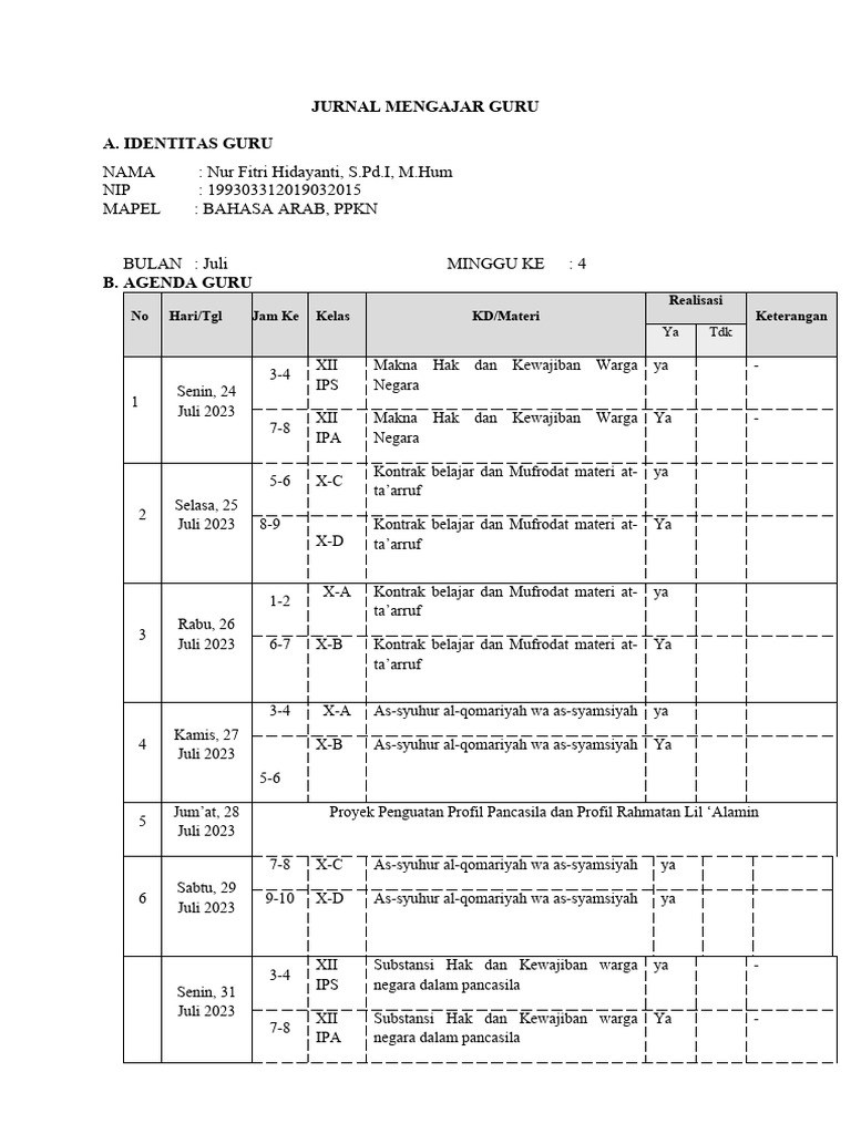 Jurnal Mengajar Guru Bahasa Arab dan PPKN | PDF