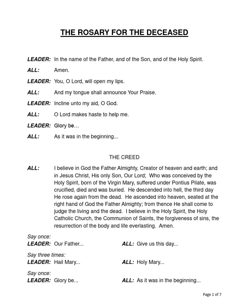 Rosary For The Deceased | PDF | God The Father | Mary, Mother Of Jesus