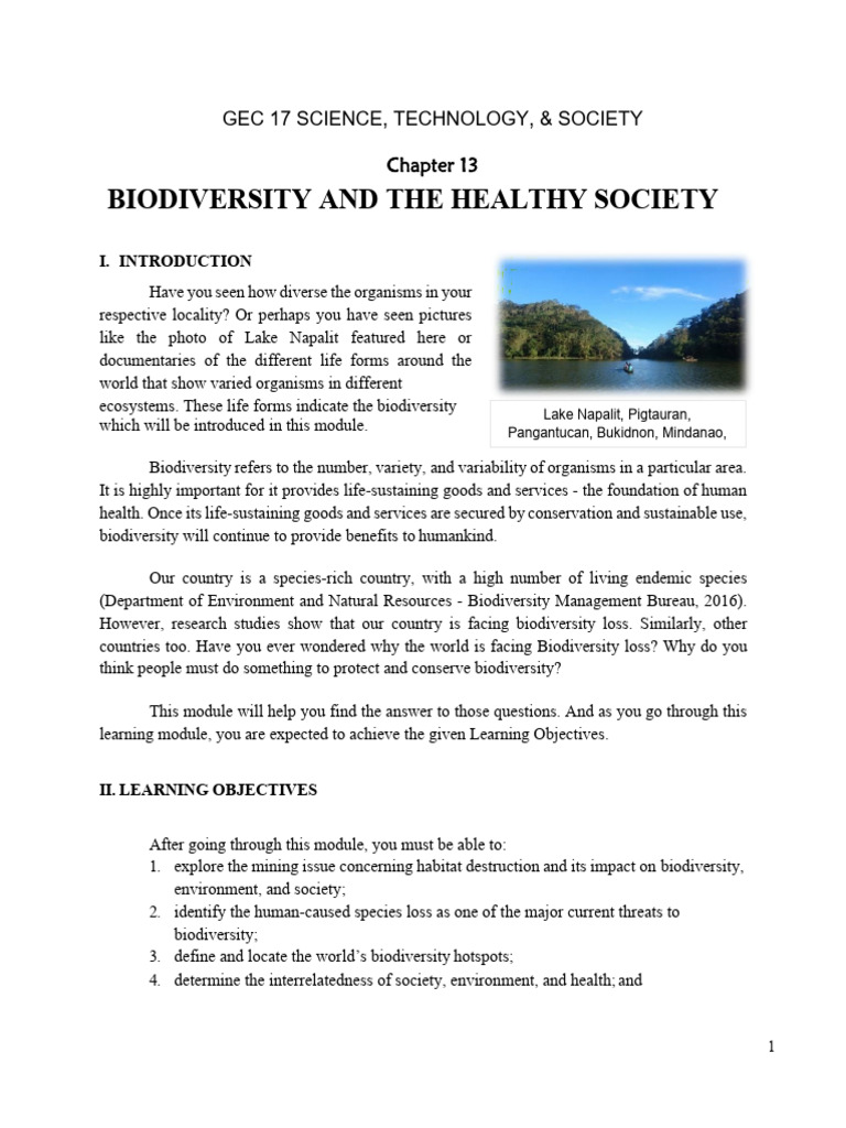 Biodiversity's Role in Healthy Societies | PDF | Biodiversity | Ecology
