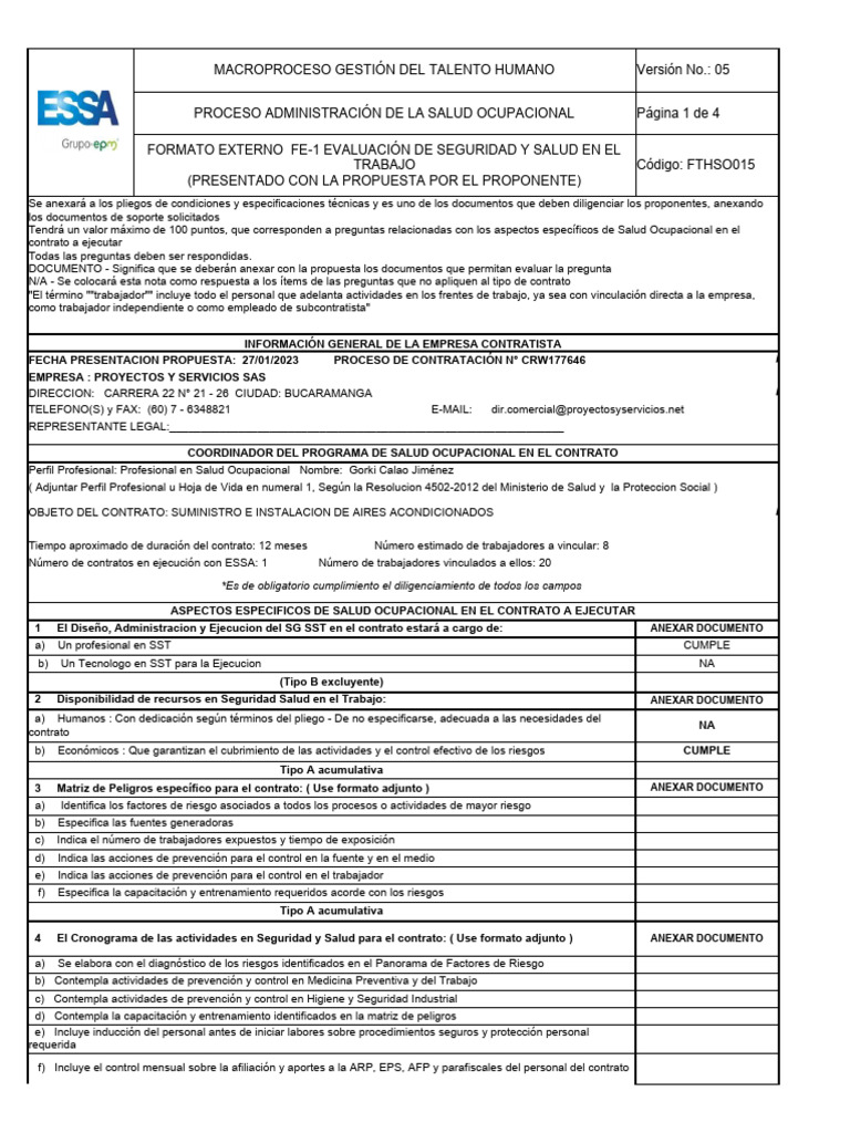 Fe 1 evaluaci n de seguridad y salud en el trabajo pdf
