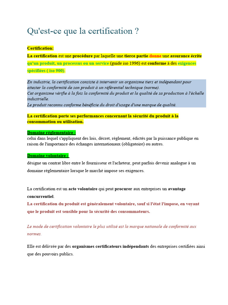 Comprendre la certification industrielle | PDF | Audit | Management de ...