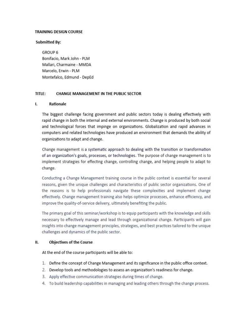 Training Design Course Group 6 Final | PDF