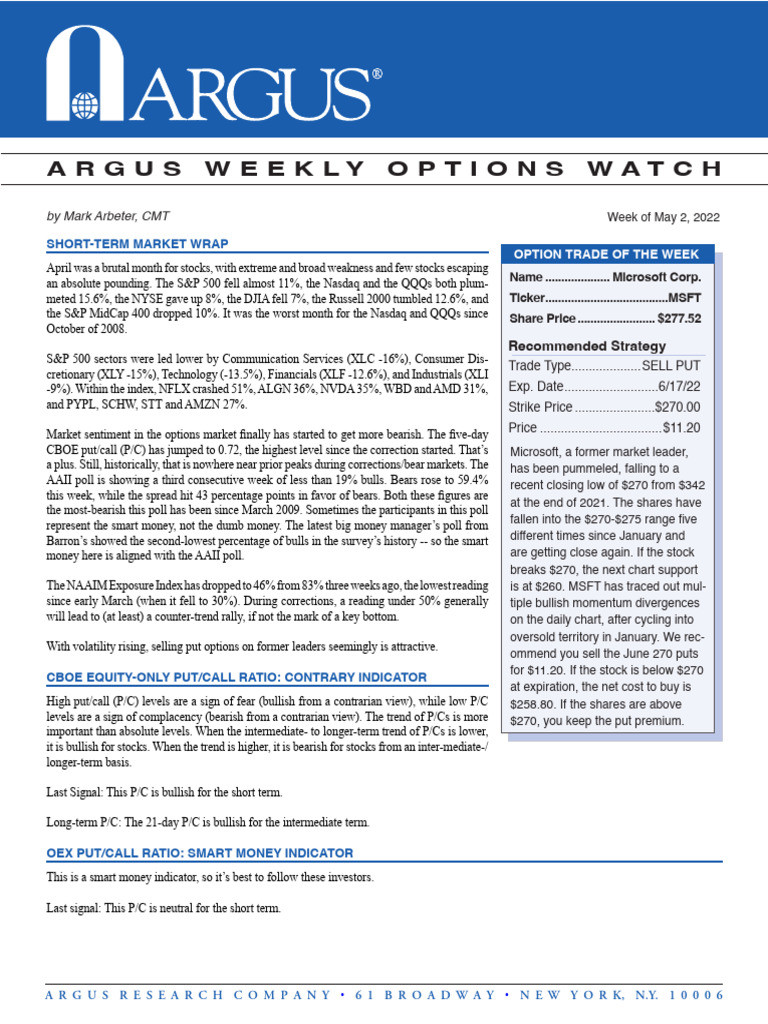 Argus Weekly Report - 5-2-2022 | PDF