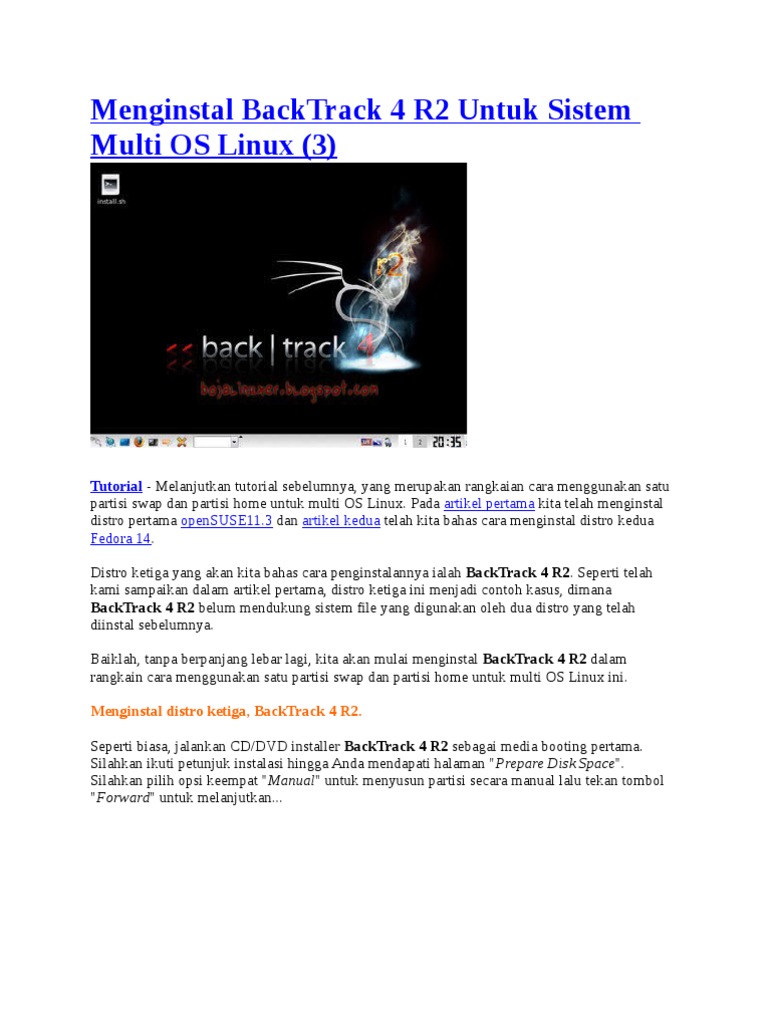 Menginstal BackTrack 4 R2 Untuk Sistem Multi OS Linux | PDF