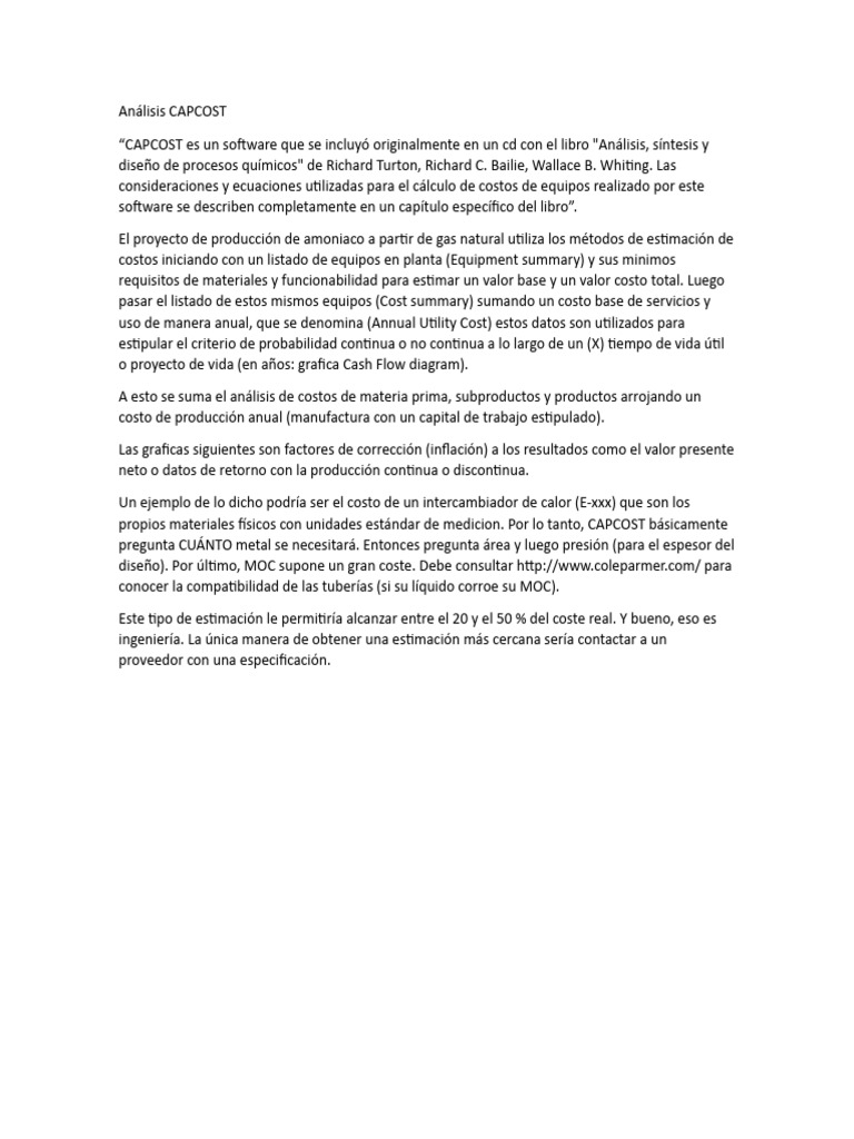 Análisis del Software CAPCOST | PDF | Tecnología
