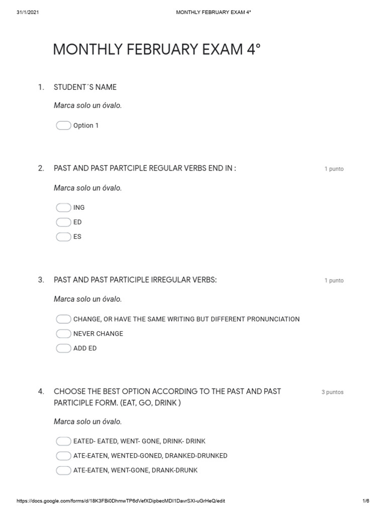 February Exam for 4th Grade Students | PDF | Linguistic Typology ...