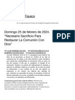 Domingo 25 de Febrero de 2024."necesario Sacrificio para Restaurar La Comunión C