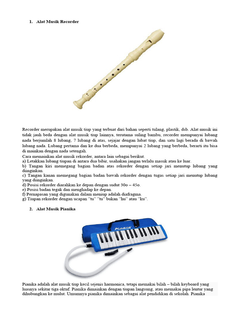 Cara Memainkan Alat Musik Recorder | PDF | Griya & Taman
