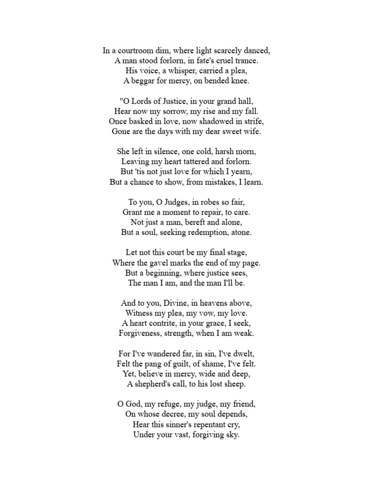 Courtroom Plea for Redemption Poem | PDF | Religious Belief And Doctrine