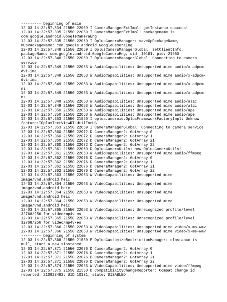 Camera Service Connection Logs | PDF | Science & Mathematics
