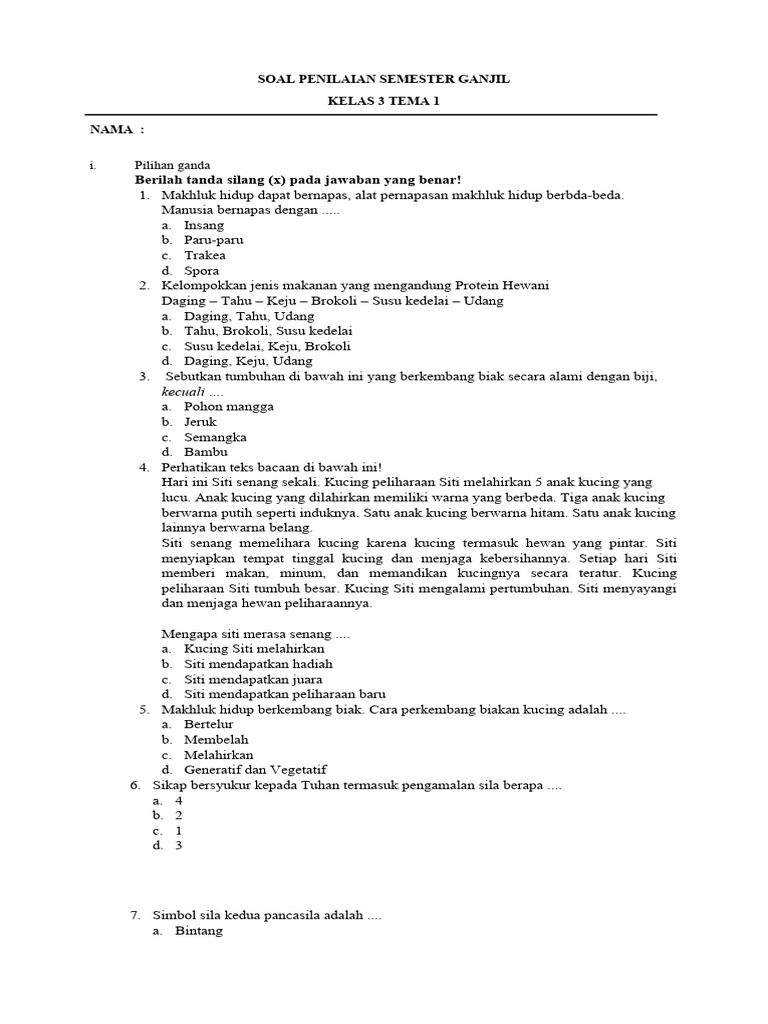 Kelas 3 Tema 1 | PDF