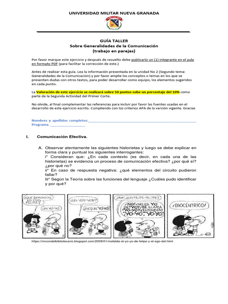 Guía Taller de Comunicación UMNG | PDF