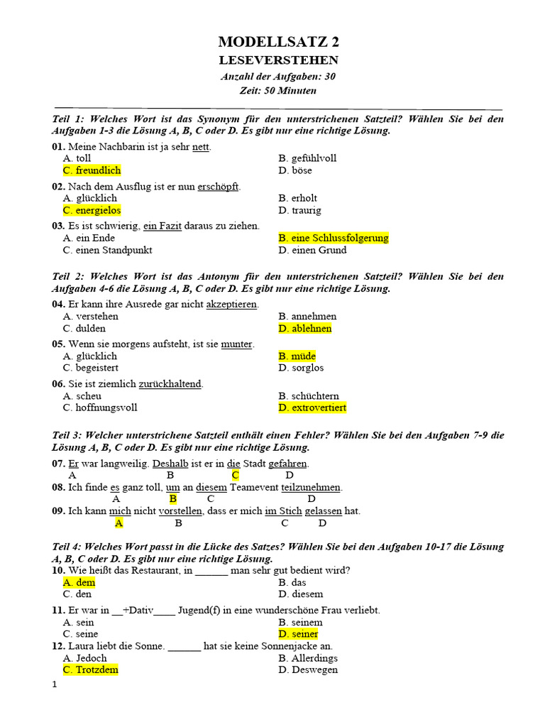 Modellsatz 2 - Lesen Und Hören | PDF