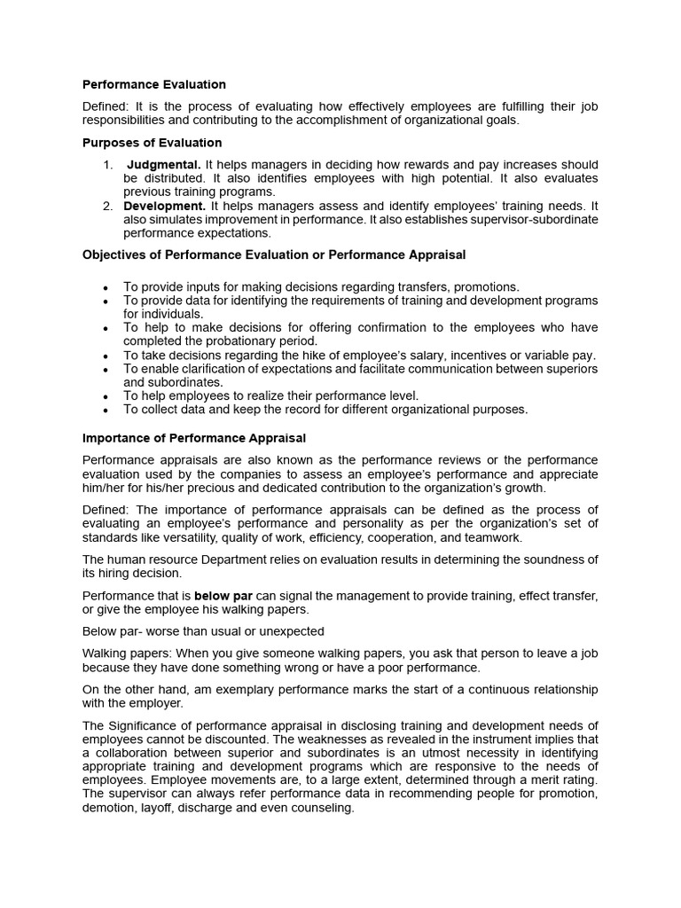 Performance Evaluation | PDF