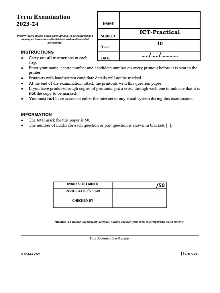 IGCSE ICT Practical Exam Instructions | PDF | Typefaces | Written ...