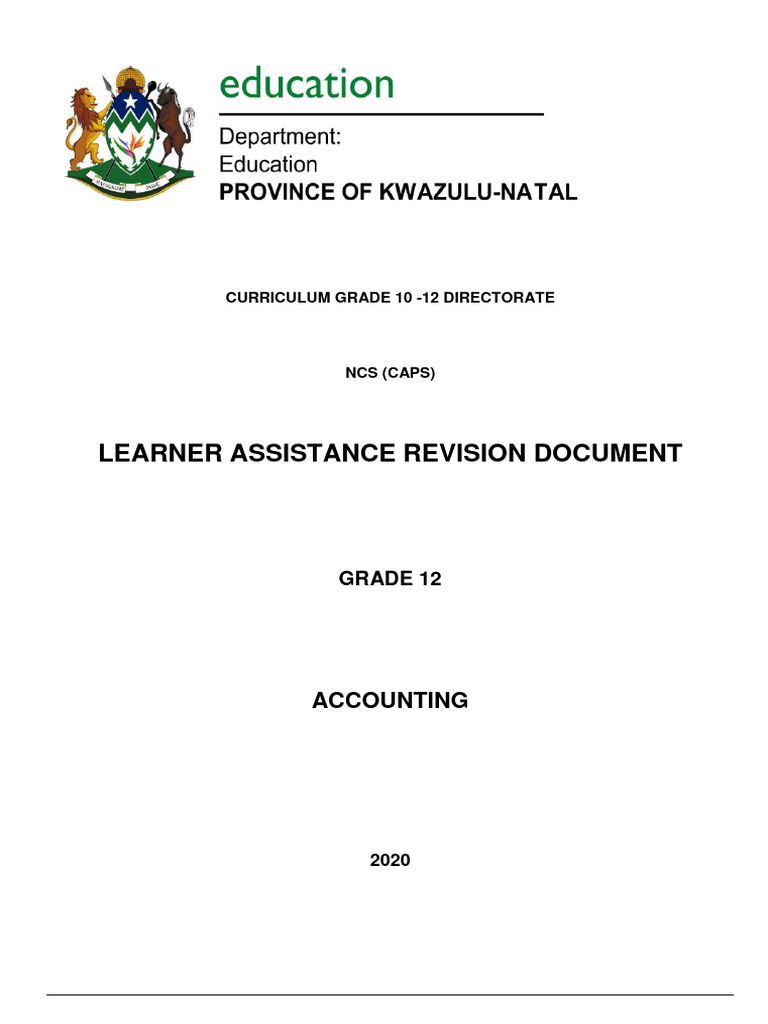 Grade 12 Accounting Revision Guide | PDF | Depreciation | Debits And ...