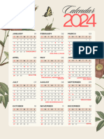 Beige and Pink Floral 2024 Calendar Poster