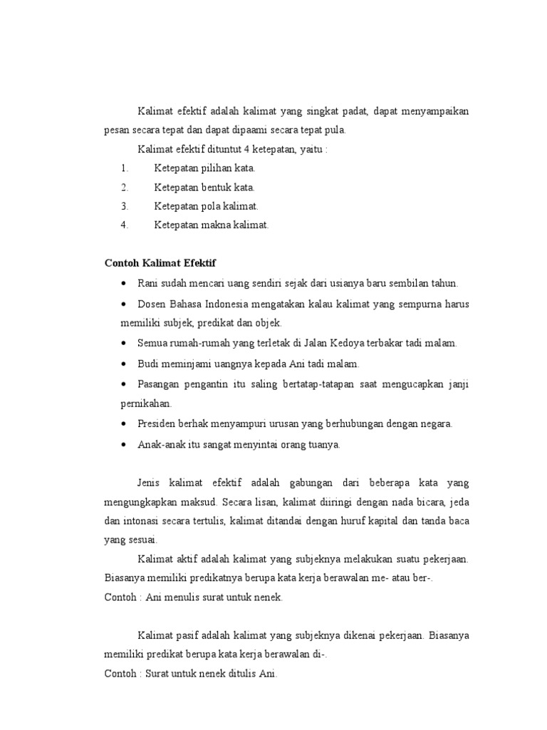 Kalimat Efektif Adalah Kalimat Yang Singkat Padat