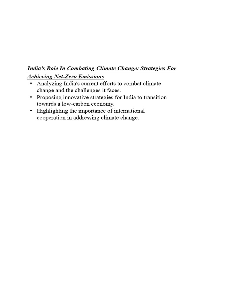 India S Role in Combating Climate Change | PDF
