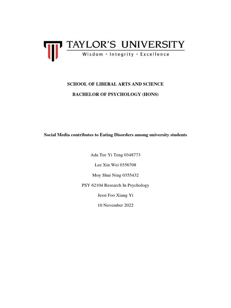 Social Media's Role in Eating Disorders | PDF | Social Science | Wellness