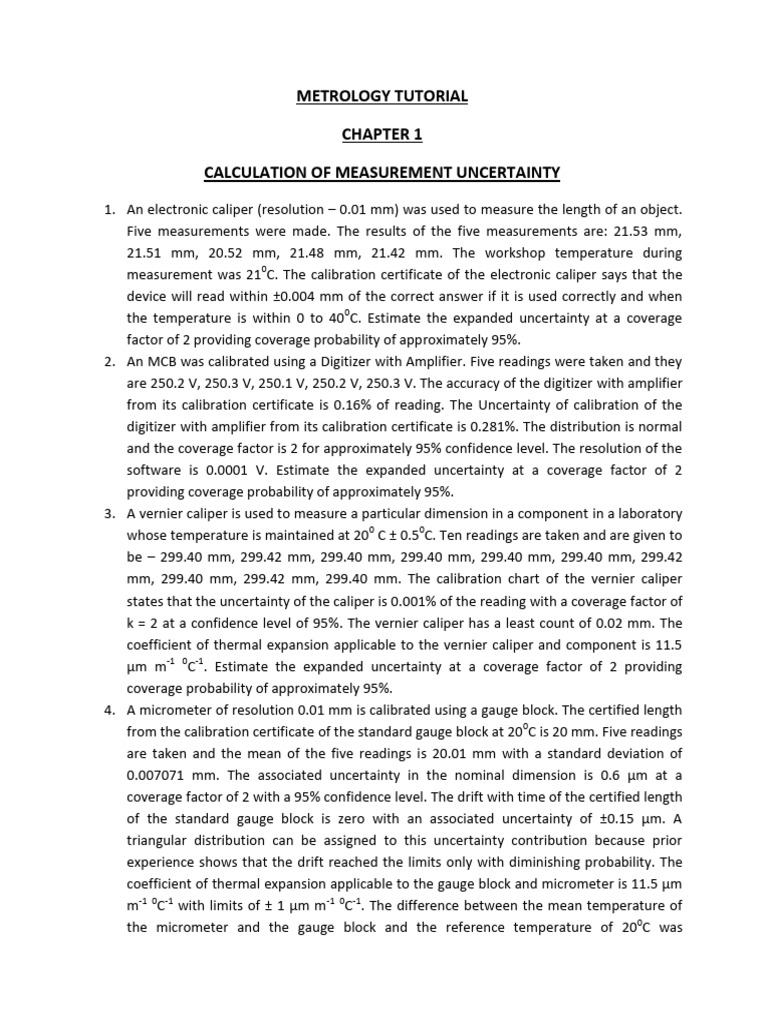 Measurement Uncertainty and Limits Tutorial | PDF | Engineering ...