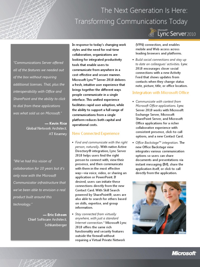 LyncServer2010OverviewDatasheet en US | PDF | Computers