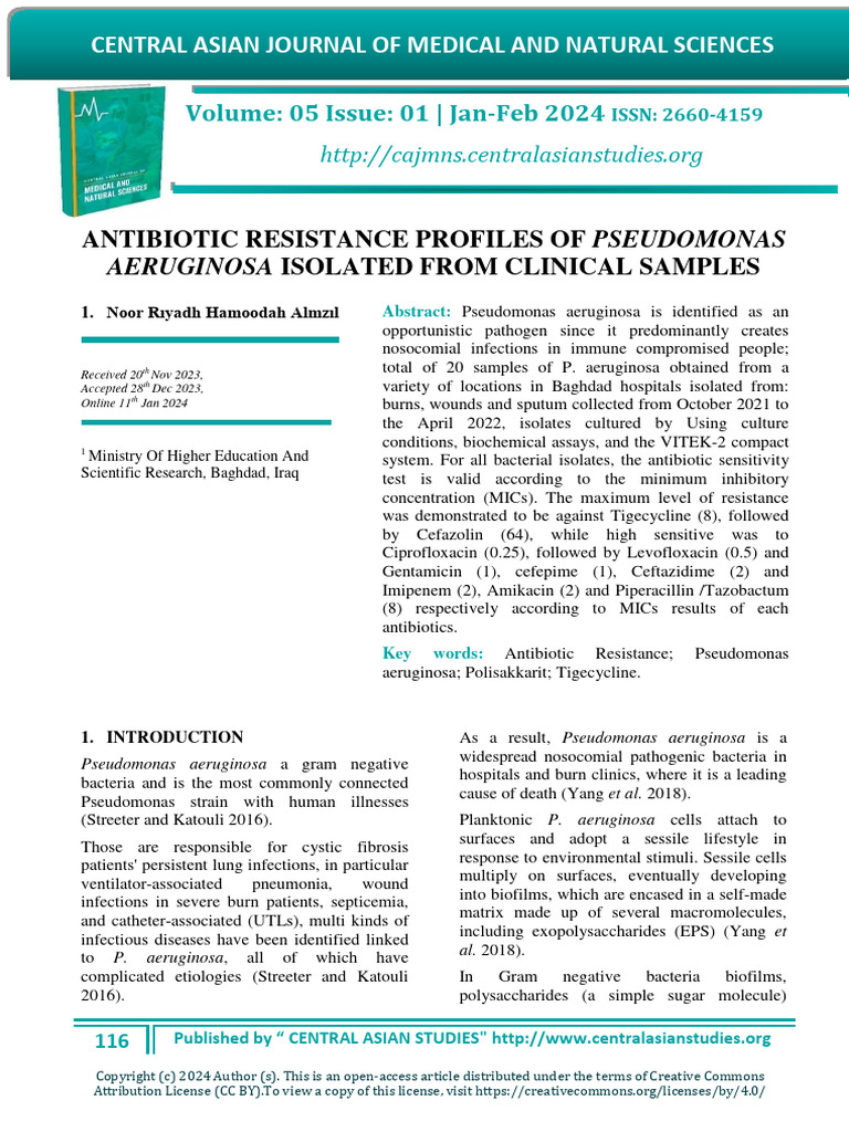 Antibiotic Resistance Profiles of Pseudomonas Aeruginosa Isolated From ...