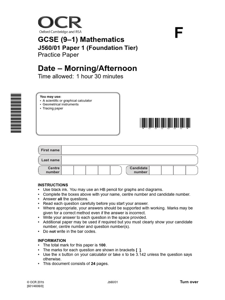 GCSE Math Foundation Practice | PDF | Mathematics