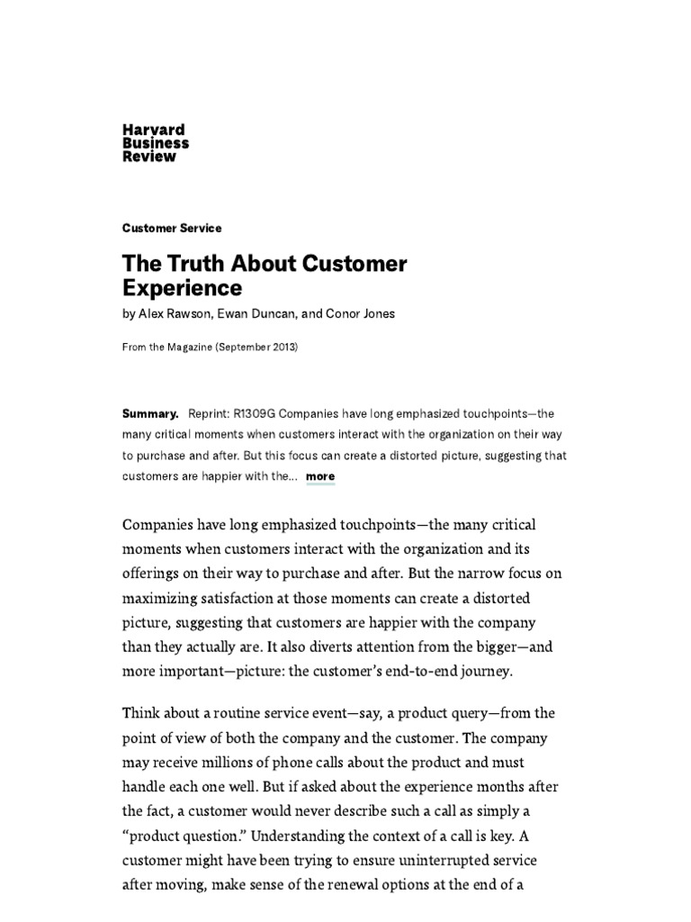 The Truth About Customer Experience PDF Top Down And Bottom Up
