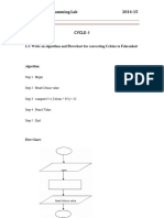 Computer Programming Lab 2014-15: 1.1: Write An Algorithm and Flowchart For Converting Celsius To Fahrenheit