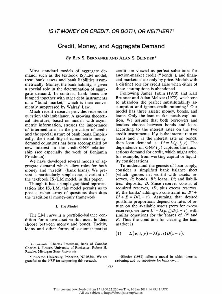 Understanding Money and Credit Dynamics | PDF | Interest | Demand For Money