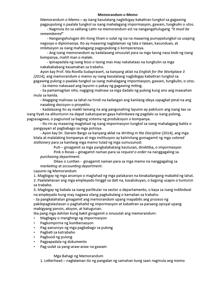 Memorandum o Memo | PDF