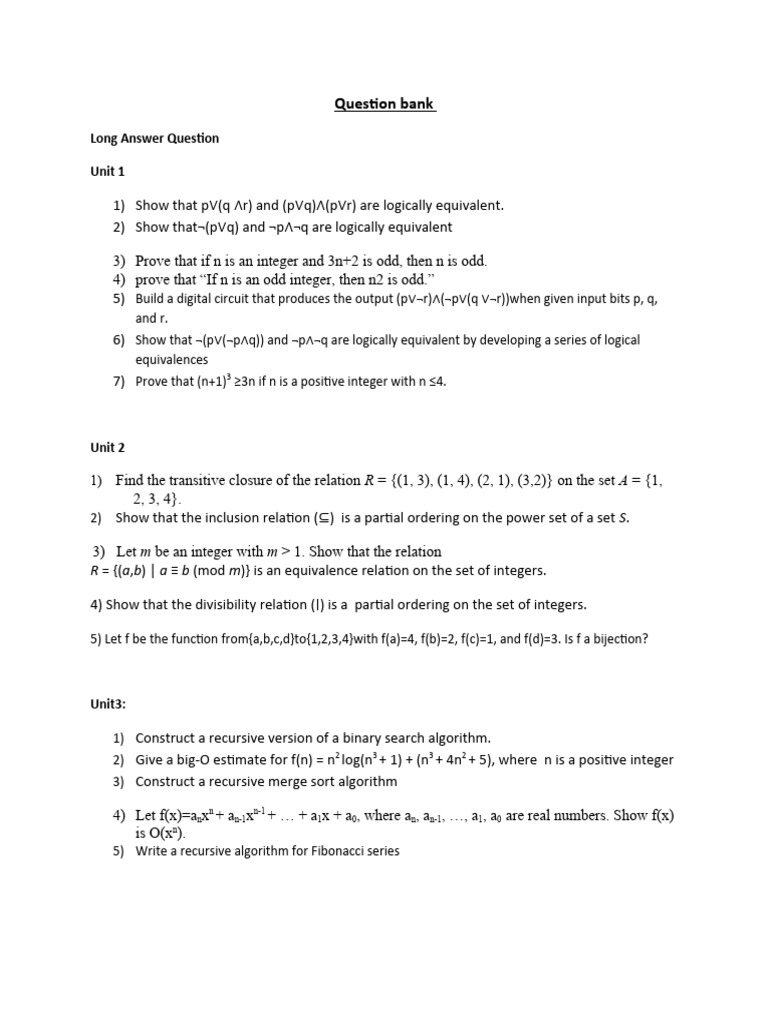 Comprehensive Logic and Algorithm Questions | PDF | Teaching Methods ...