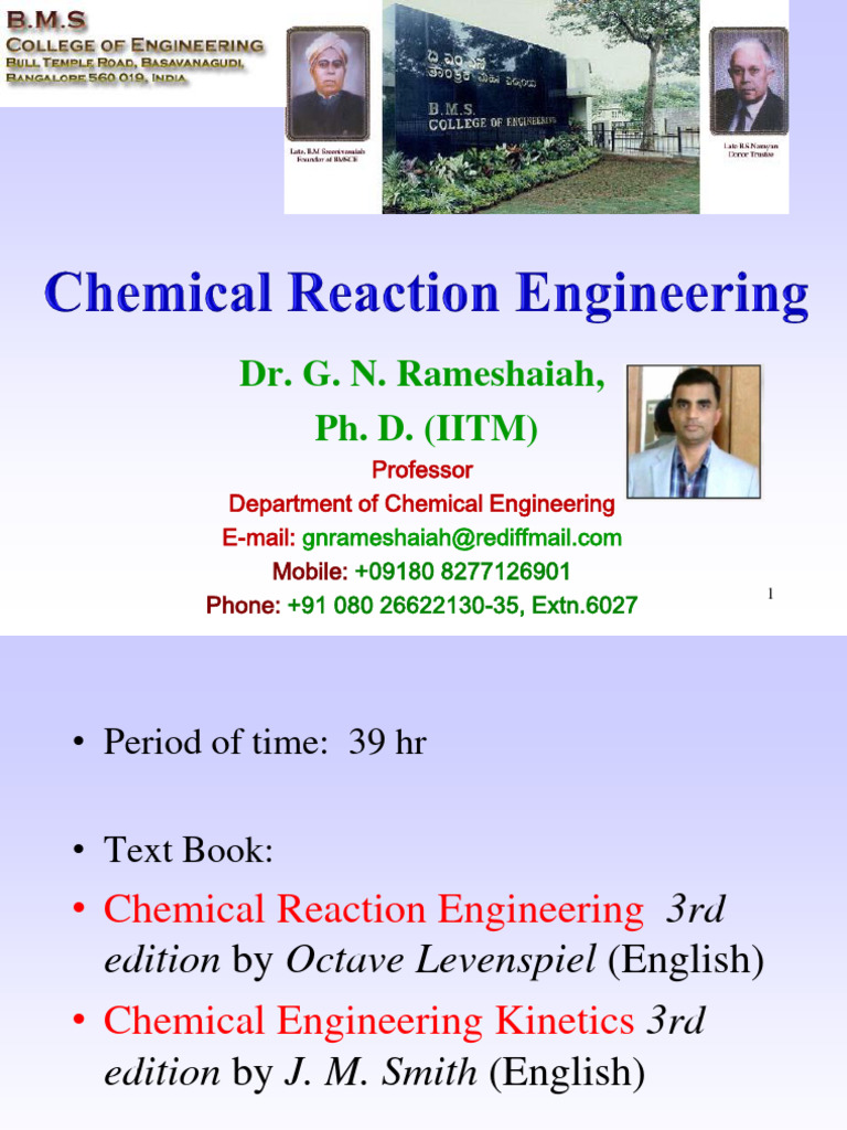 DR GNR - Chemical Reaction Engineering PPT For Teaching | PDF