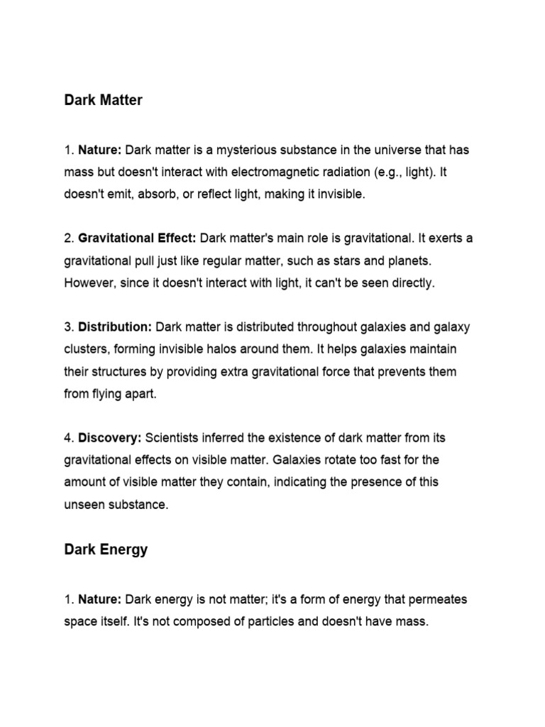 Dark Matter and Dark Energy Explained | PDF | Dark Matter | Universe