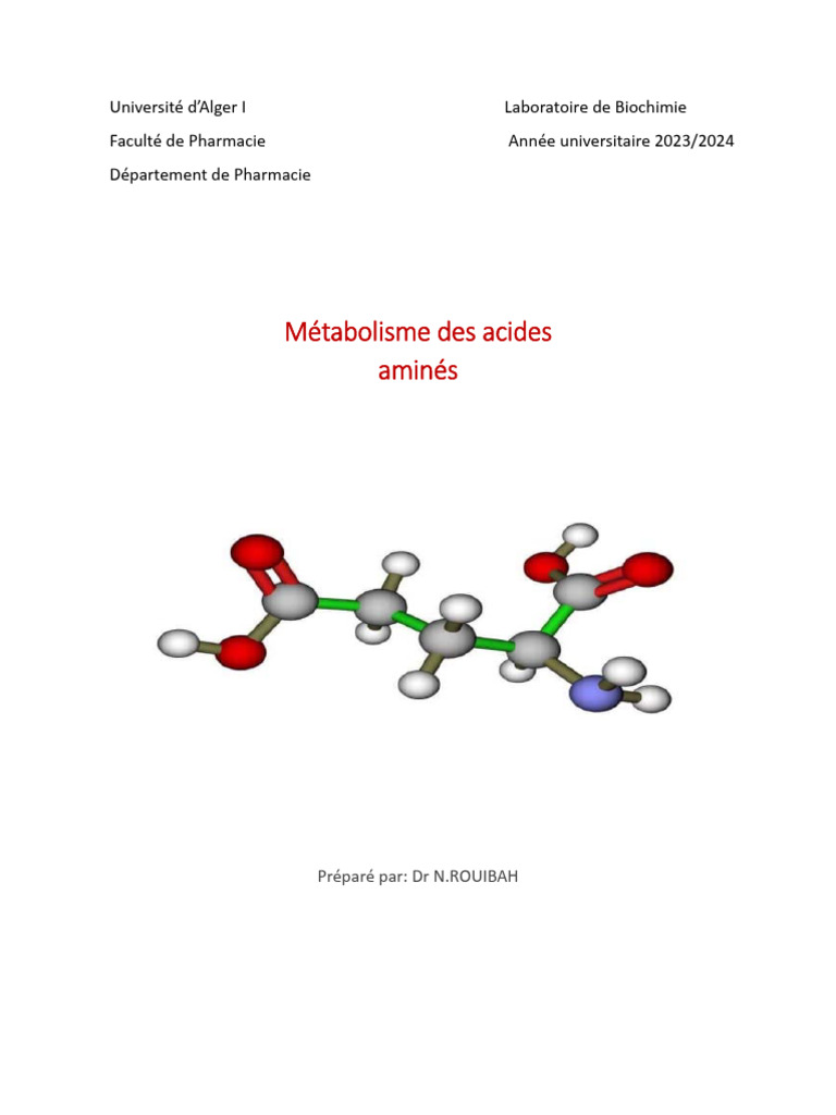 Métabolisme Des Acides Aminés2024 PDF
