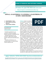 Spinal Anaesthesia VS General Anaesthesia in Scopic Urosurgery