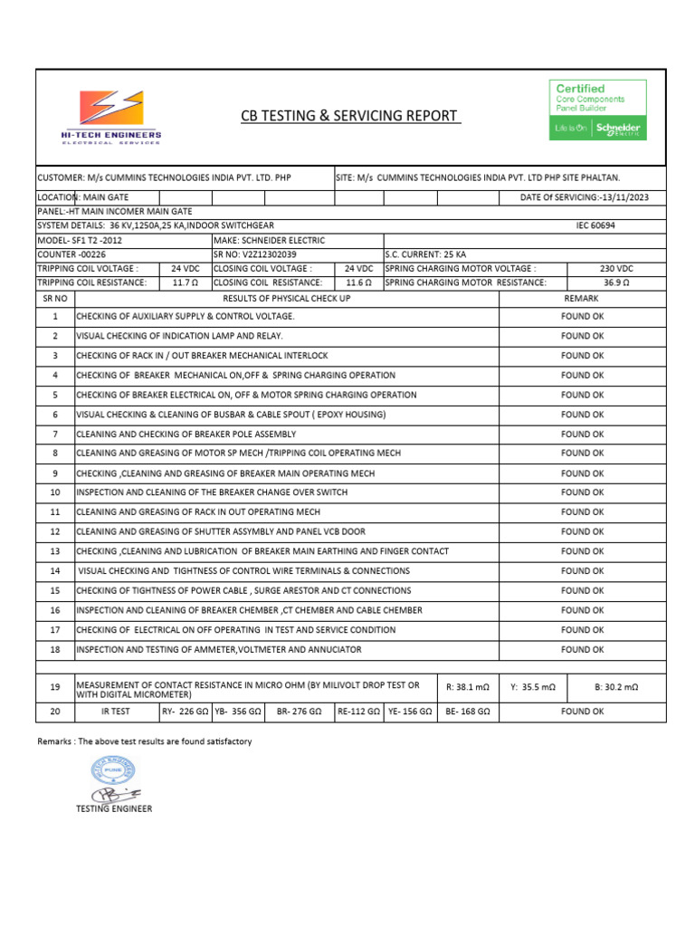 HT Main Incomer Main Gate | Download Free PDF | Voltage | Electrical ...