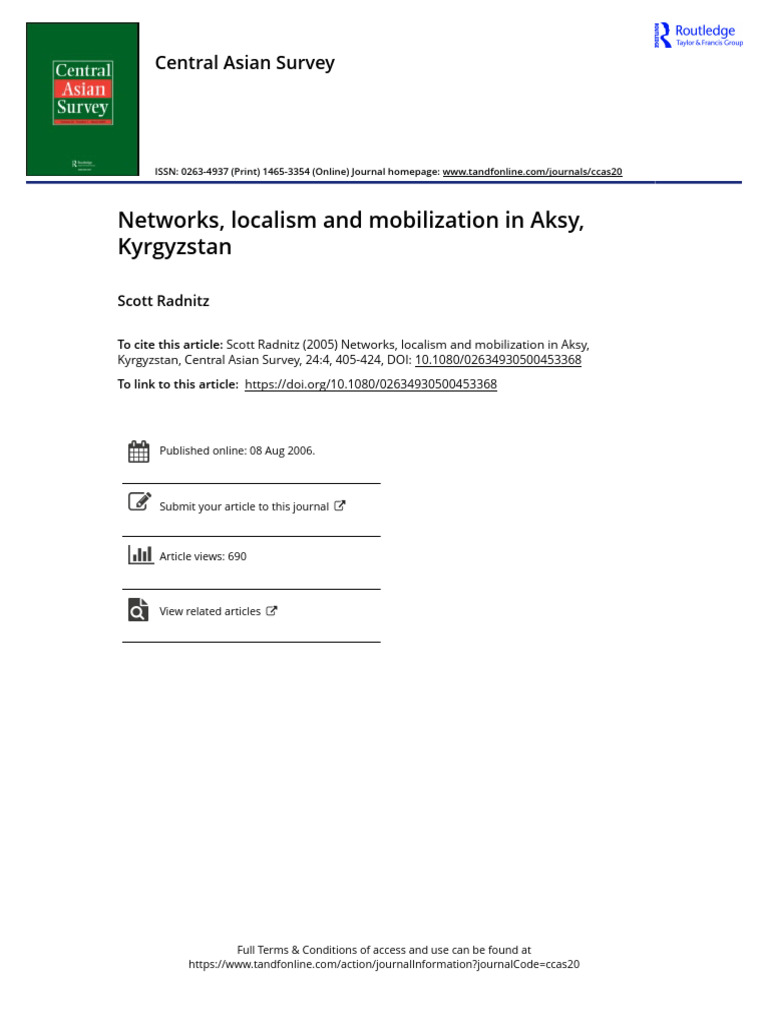 Networks Localism and Mobilization in Aksy Kyrgyzstan | PDF ...