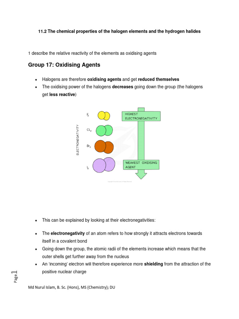 11.2 The Chemical Properties of The Halogen Elements and The Hydrogen ...