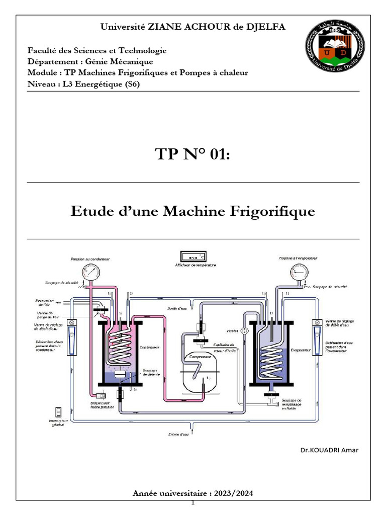 TP N°01 Machines Frigorifiques (L3EN) | PDF