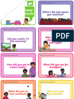 Simple Past Tense Conversation Cards: What's The Last Movie You Watched?