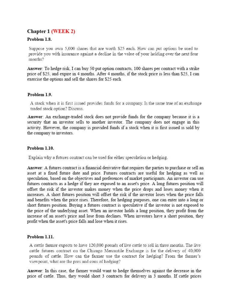 Hedging Strategies with Options and Futures | PDF | Futures Contract ...