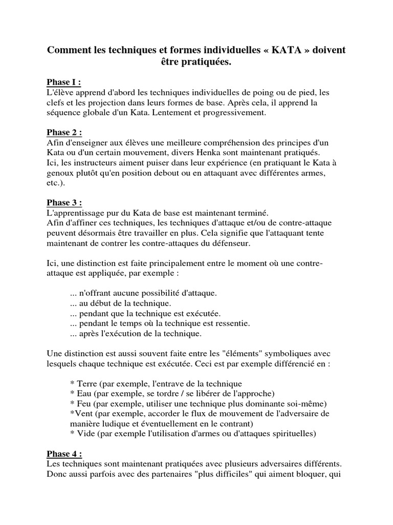 Maîtrise des Katas : Étapes et Techniques | PDF