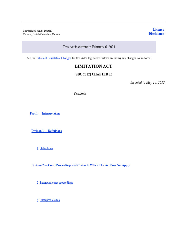 Limitation Act Pdf