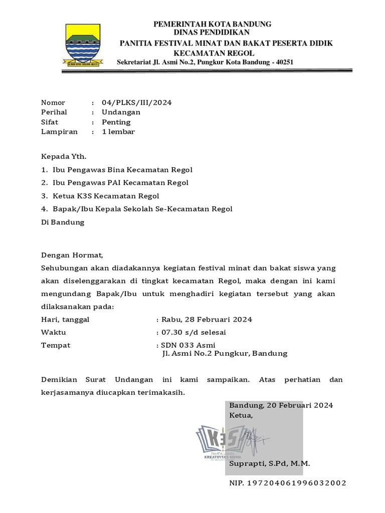 Surat Undangan Lomba Dan Susunan Acara | PDF