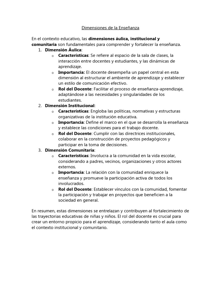 Dimensiones Clave de la Enseñanza Educativa | PDF | Crecimiento ...