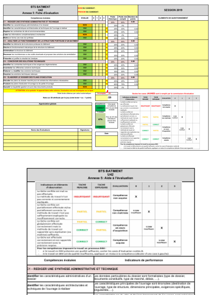 Évaluation U42 BTS Bâtiment 2019 | PDF